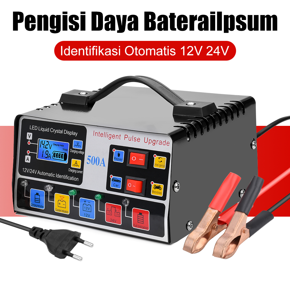 Jual Charger Aki Mobil Motor 12V-24V 500A/ Charger Aki Otomatis Smart