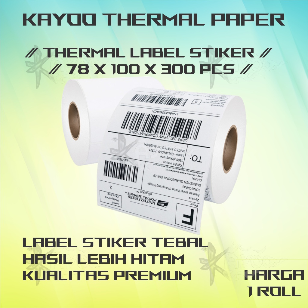 Jual Kertas Thermal Stiker Label Resi Sticker Label Barcode Roll Ukuran