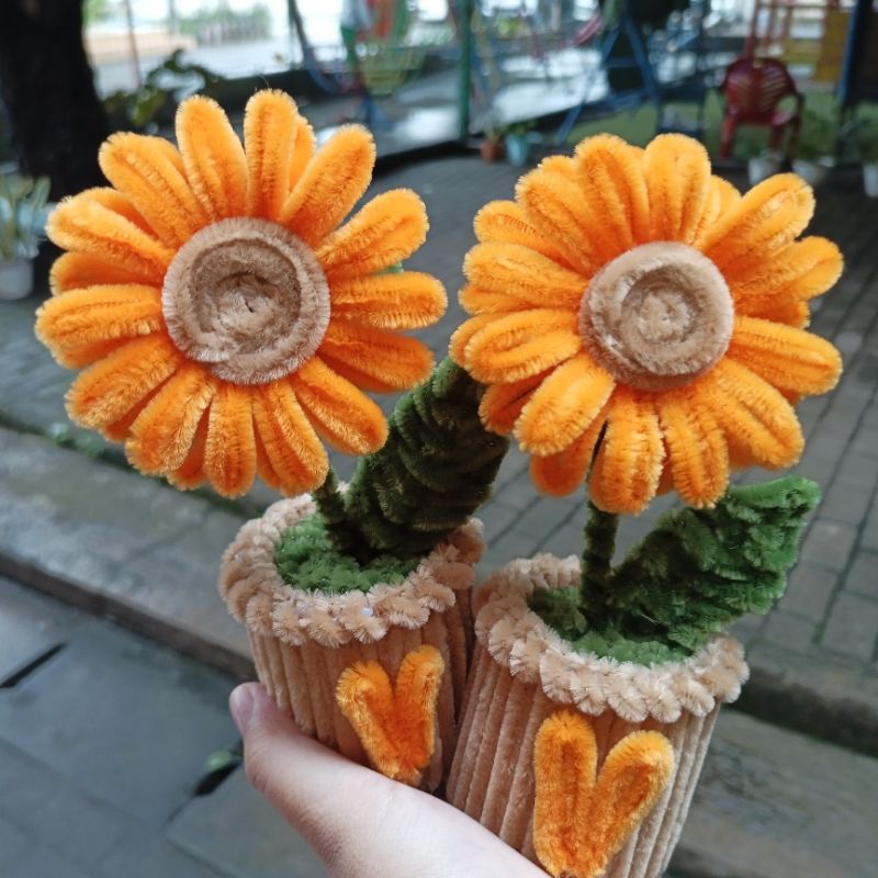 Jual Bunga kawat bulu pot | Hiasan Meja | Handmade| Garbera Pipe ...