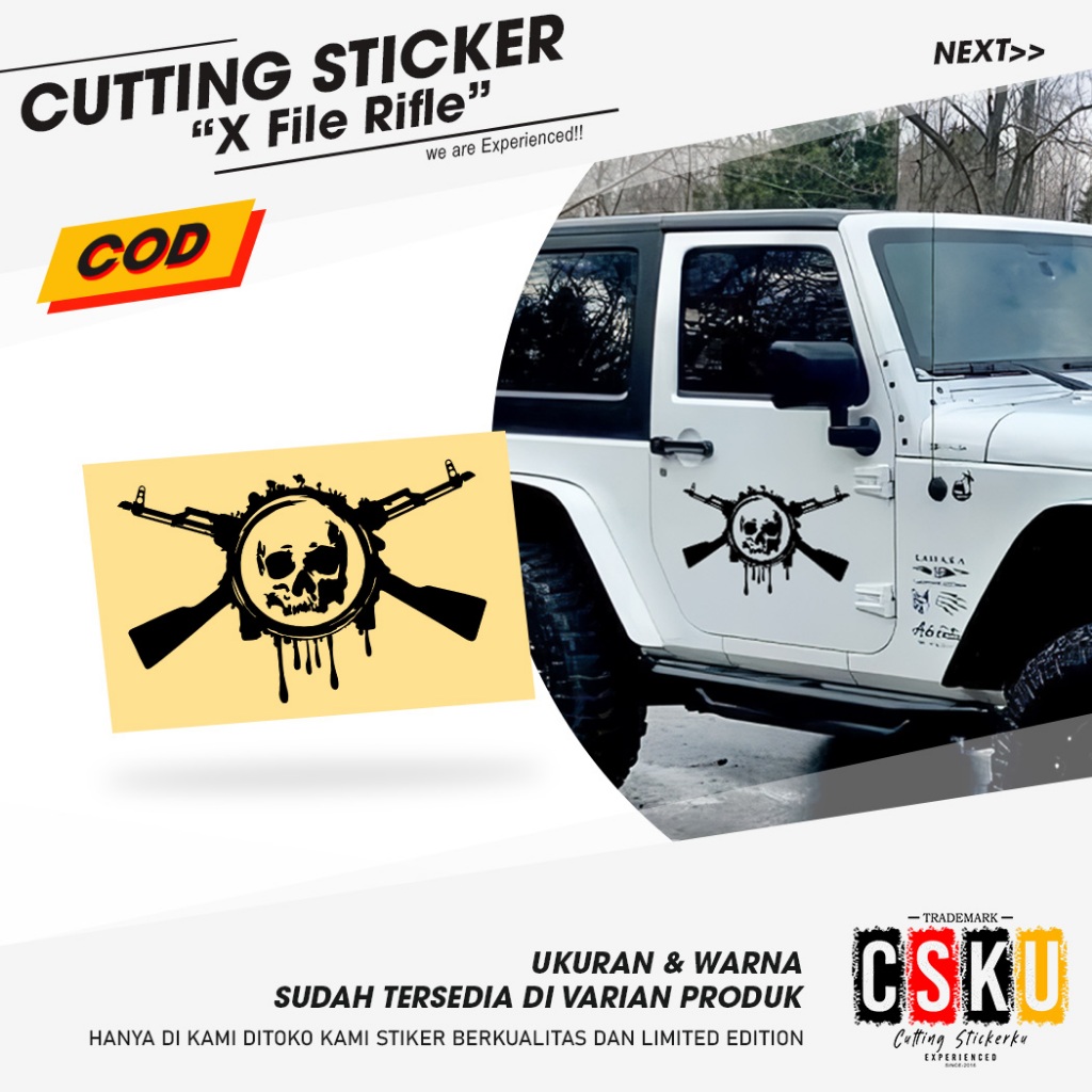 Jual Cutting Stiker X File Rifle Variasi Motor Mobil Sticker Cakar Army ...