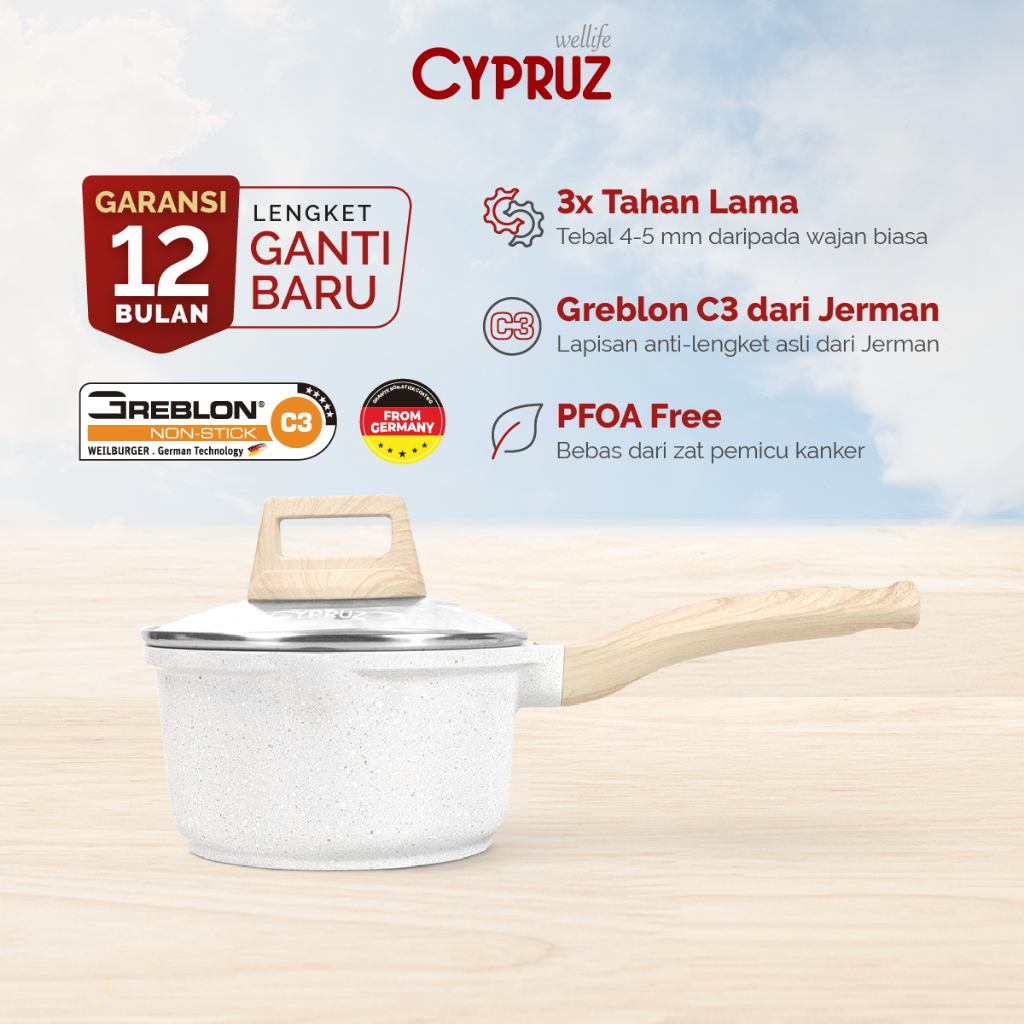 Jual Cypruz Panci Susu Anti Lengket Sauce Pan White Granite Diecast Series 16 Cm Shopee Indonesia 3051