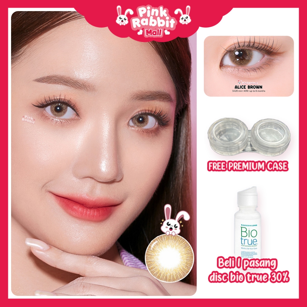 Jual Pink Rabbit Softlens Minus Alice Brown Aman Nyaman Normal dan -0. ...