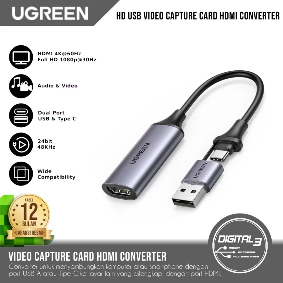 Jual UGREEN CM489 Converter HD USB Video Capture Card MAC Windows