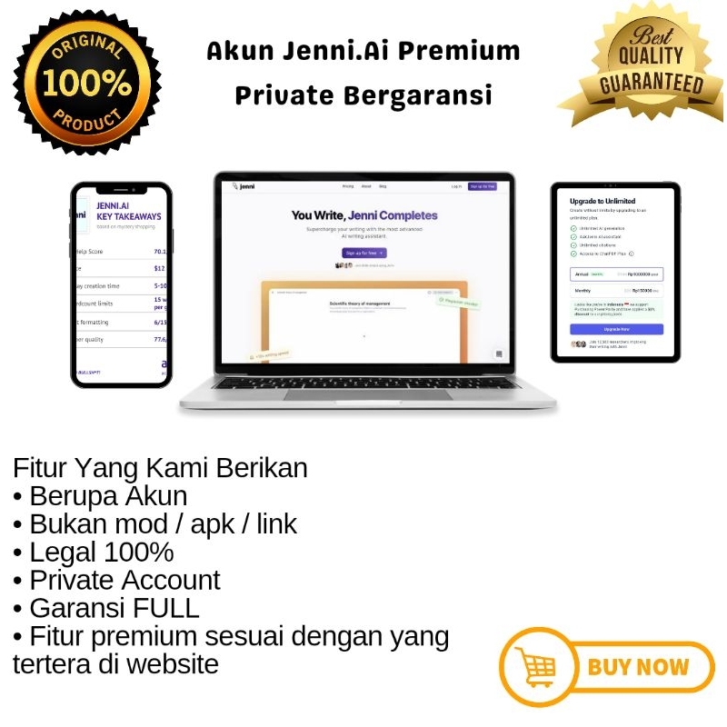 Jual Jenni Ai Premium 1 Tahun Unlimited Writing Private | Shopee Indonesia