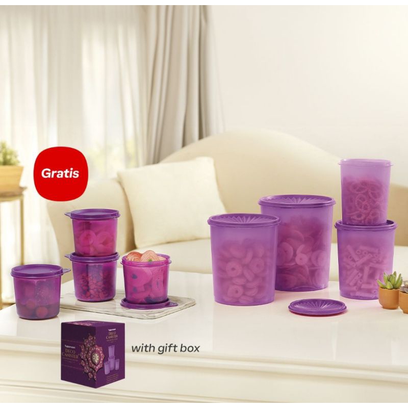 Jual TOPLES DECO CANISTER UNGU TUPPERWARE / TOPLES LEBARAN Shopee