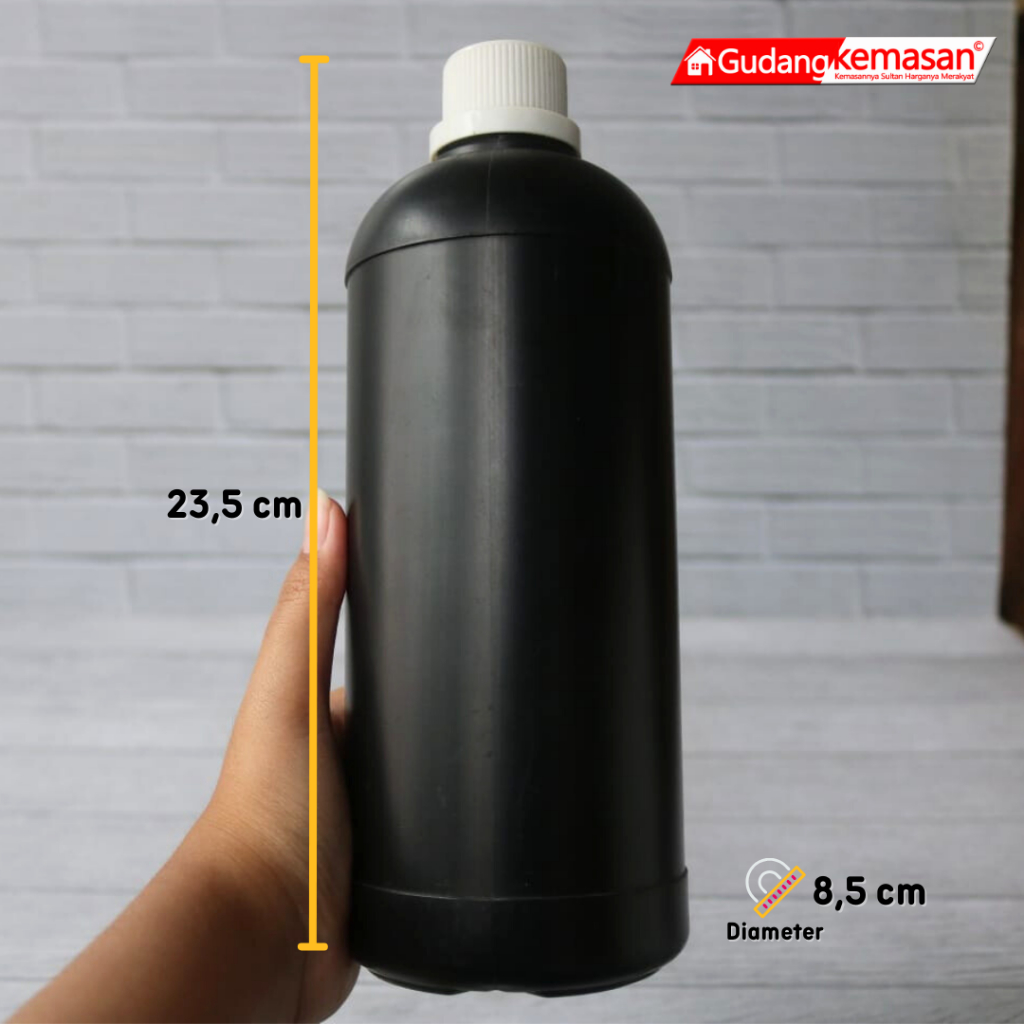 Jual BOTOL PLASTIK HDPE LABOR HITAM 1LITER 1000ML TUTUP WARNA WARNI ...
