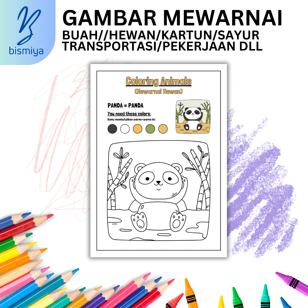 Jual (C) KERTAS MEWARNAI ~100gsm / BELAJAR MEWARNAI / GAMBAR / HEWAN ...