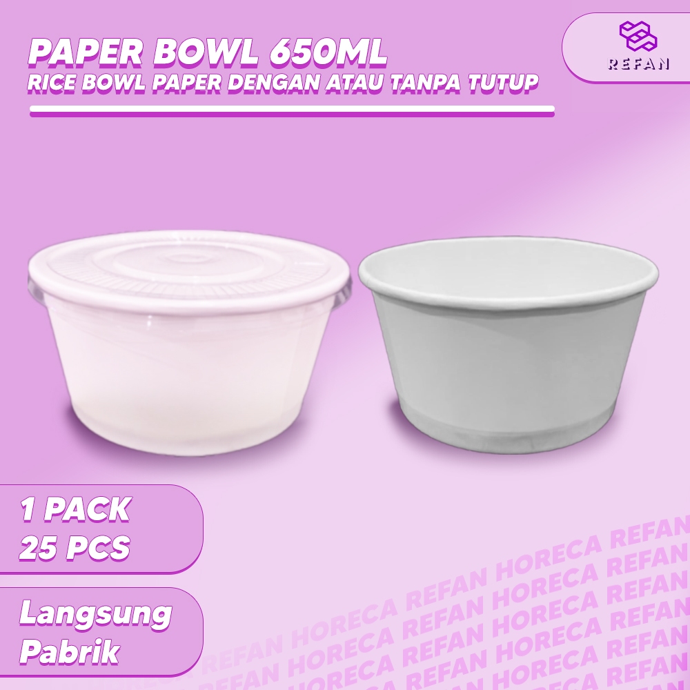 Jual Paper Bowl Ml Mangkok Kertas Putih Polos Paper Rice Bowl