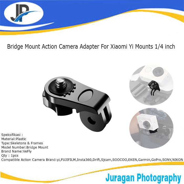 Bridge Mount kamera Action Camera Adapter For Xiaomi Yi Mounts 1/4 inch  Screw Hole for Sony Mini Cam Action Cameras HDR