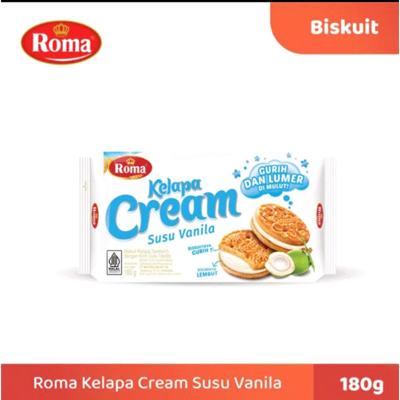 Jual Roma Kelapa Cream Vanilla 180gr Kemasan putih | Shopee Indonesia