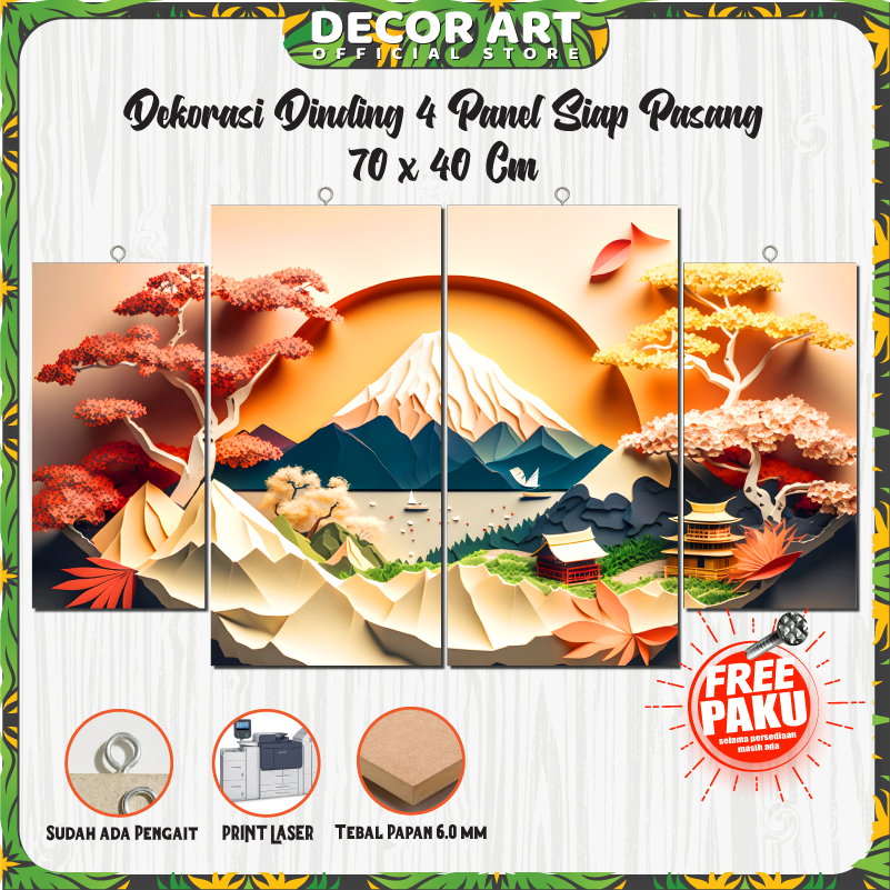 Jual Decorart X Cm Hiasan Dinding Set Panel Tema Pemandangan D Landscape Siap Pasang