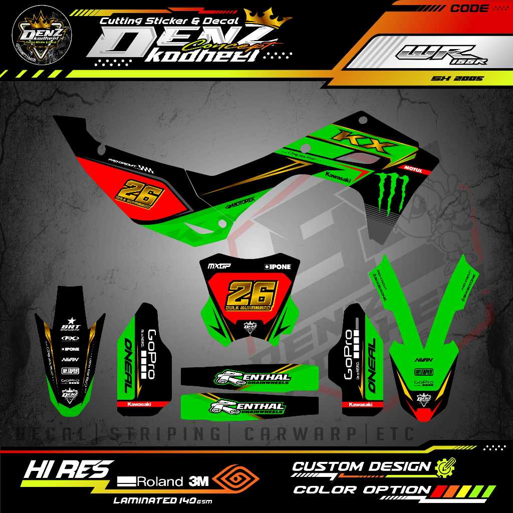 Jual DECAL STICKER KX 450 2024 FREE FULL CUSTOM NO NAMA SPONSOR WARNA ...