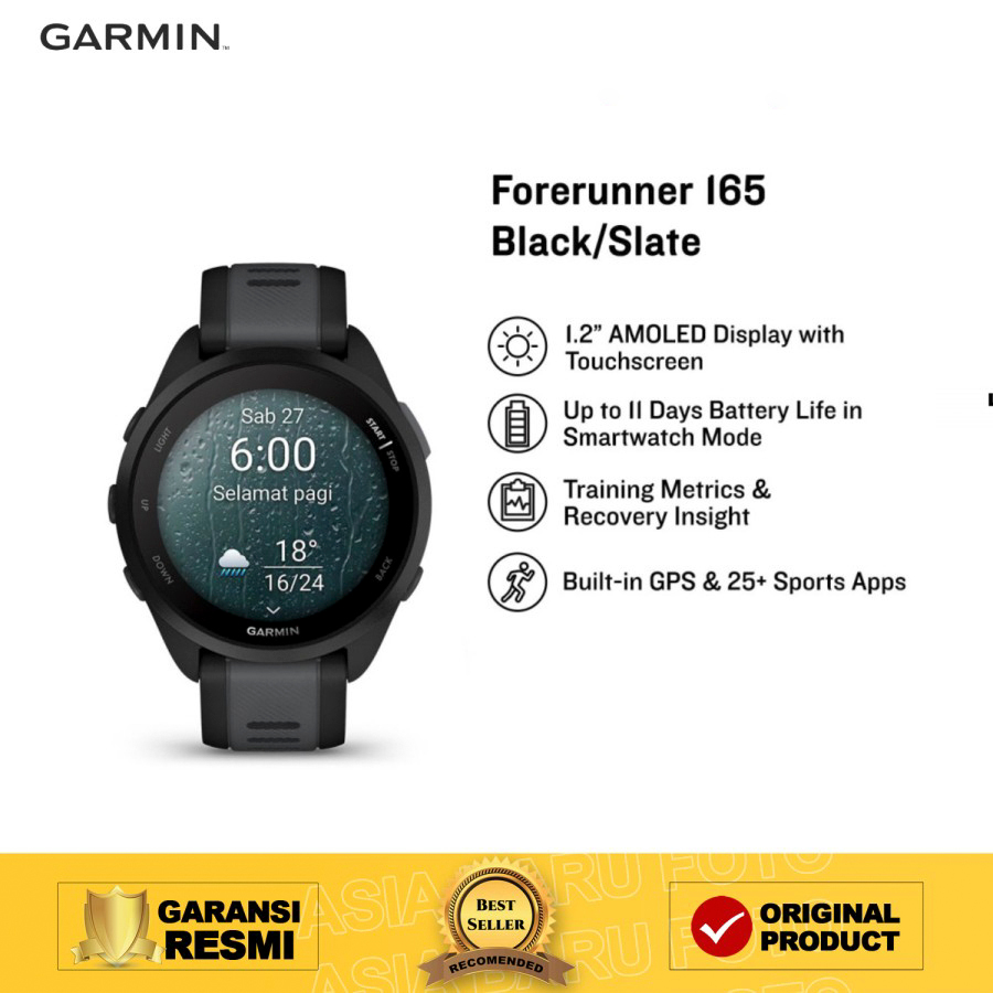 Jual Garmin Forerunner 165 - Black/Slate | Shopee Indonesia