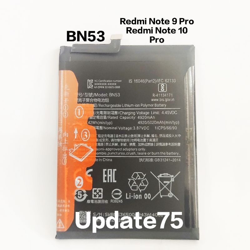 Jual Baterai Redmi Note 9 Pro Batre Redmi Note 10 Pro Batrai Bn53 Bn 53 Original Shopee Indonesia 4739