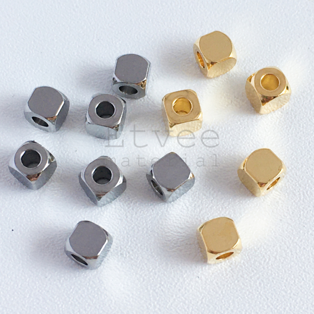 Jual L91 manik spacer kotak round square stainless steel titanium anti ...