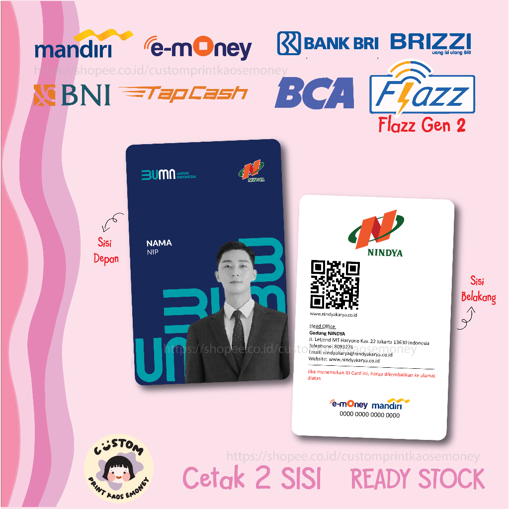 Jual KARTU E MONEY E TOLL ID CARD PERUSAHAAN NINDYA BUMN MANDIRI EMONEY ...