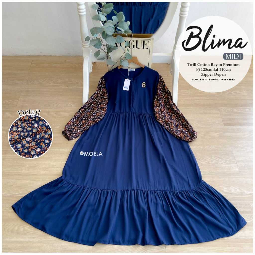 Jual BLIMA MIDI DRESS TWILL COTTON RAYON PREMIUM ADEM MURAH MEWAH ...