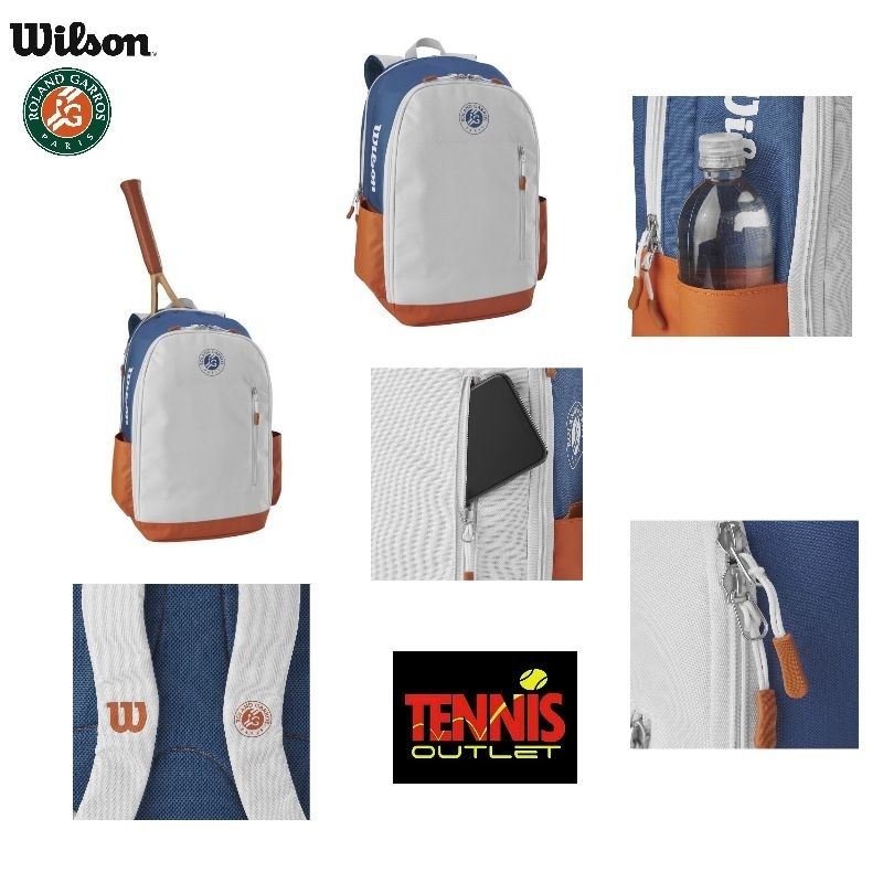 Jual Wilson X Roland Garros Team Backpack Racquet Bag ( Ecru and Blue ...