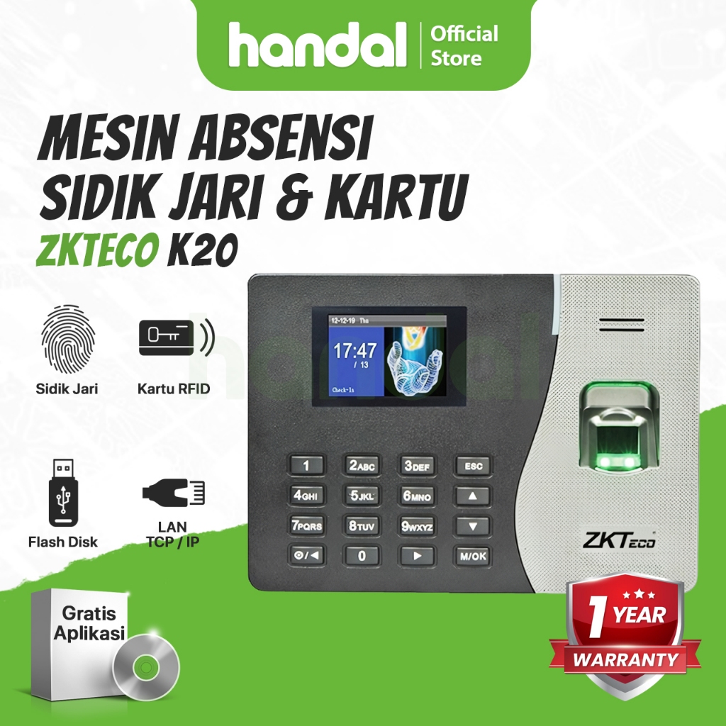 Jual Mesin Absensi Sidik Jari & Kartu Access Door Zkteco K20 RFID ...