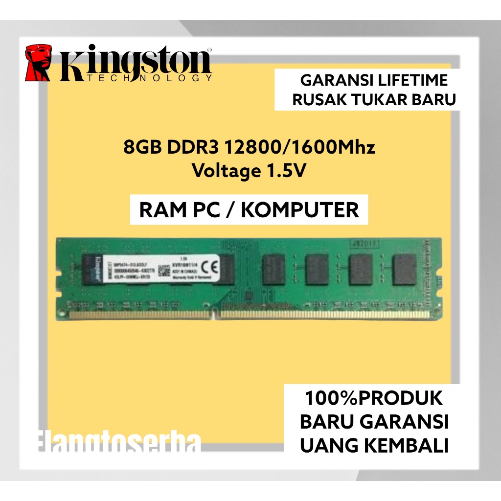 Jual RAM PC KINGSTON DDR3 2, gb 12800 1600MHz ORI RAM