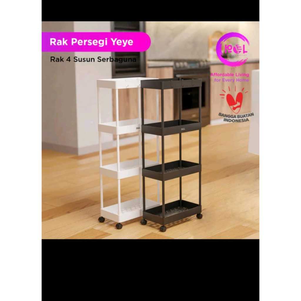 Jual RAK SERBAGUNA 4 SUSUN PUTIH/HITAM (ADA RODA BISA LEPAS PASANG ...