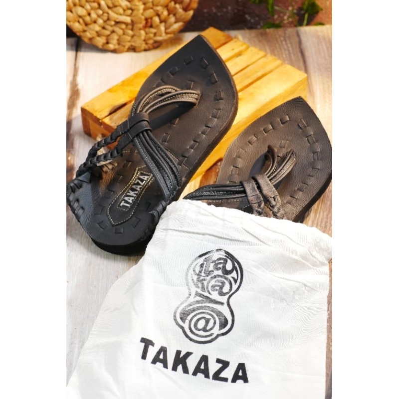 Jual TAKAZA | Sandal Kulit Pria Warna Hitam Model Terompah Nabi Size 38 ...