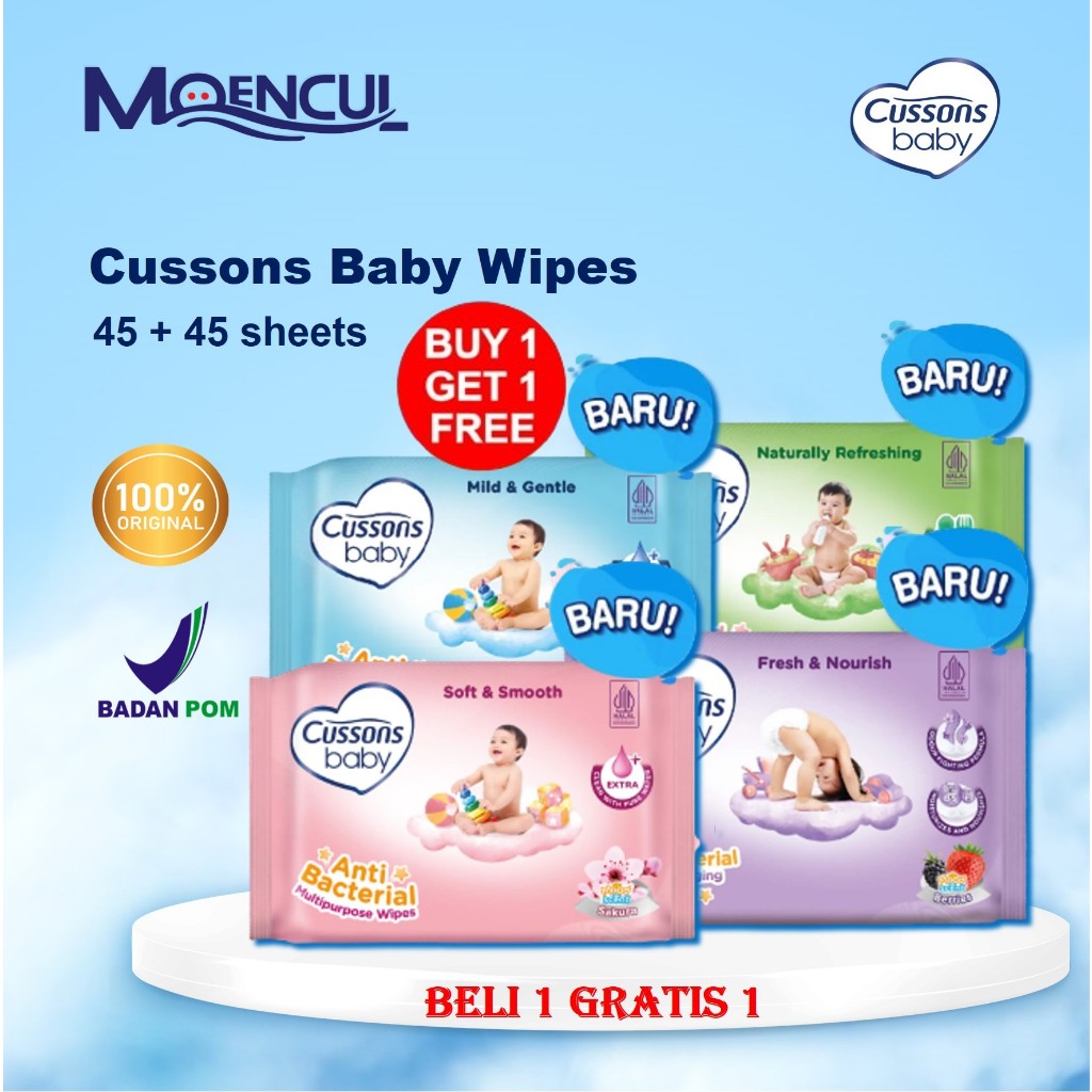 Jual Buy Get Cussons Baby Wipes 45 Sheets Free 45 Sheets