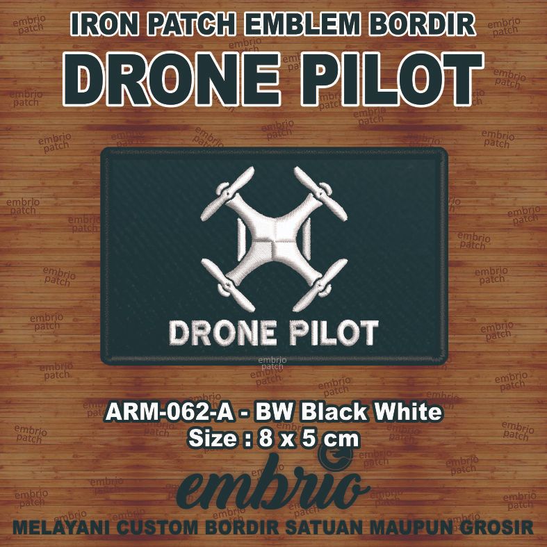 Jual ARM-062-A Patch DRONE PILOT Emblem bordir logo us army - BW Black ...
