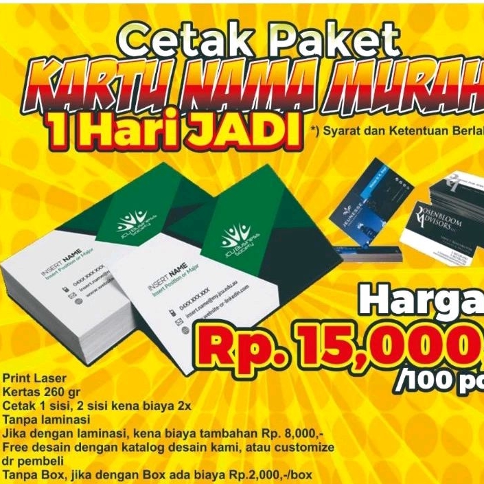 Jual Cetak Kartu Nama Free Box Kartu Nama Pack Isi Pcs Shopee Indonesia