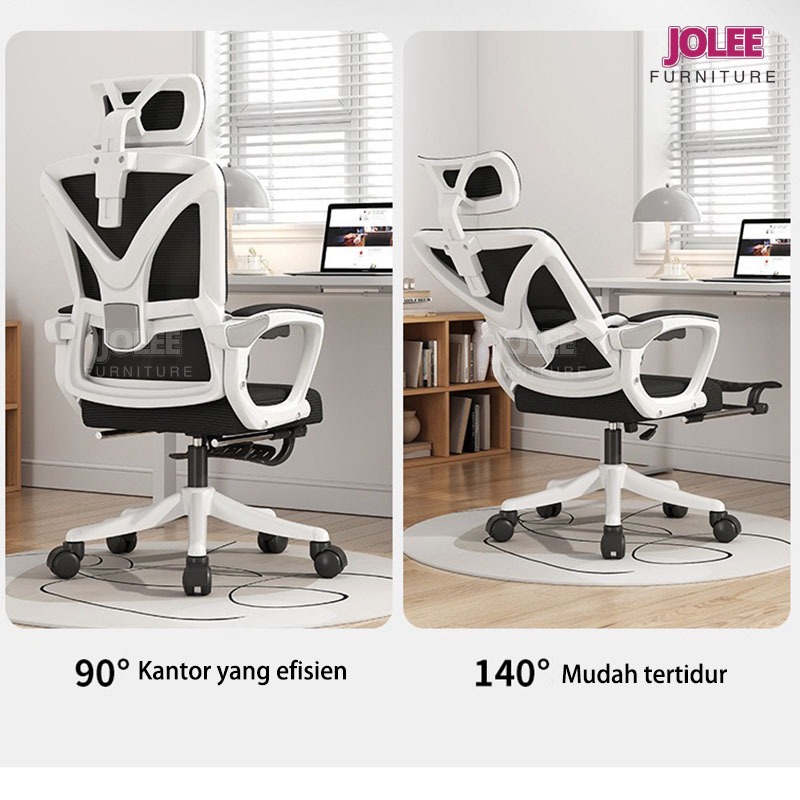 Kursi kantor jala dengan sandaran kaki yang dapat direbahkan,Kursi ergonomis/kursi kerja