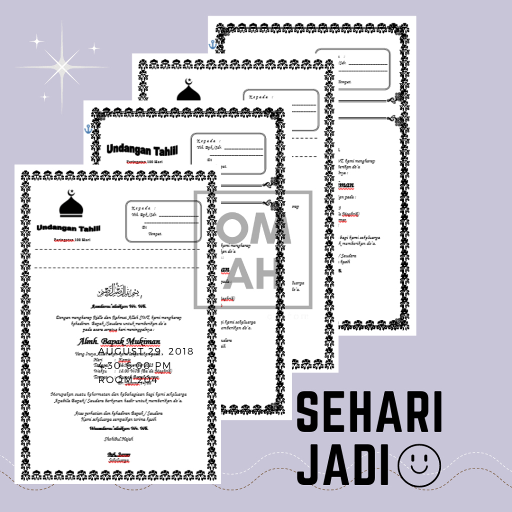 Jual undangan tahlil/ undangan walimatul ursy/ undangan khitan
