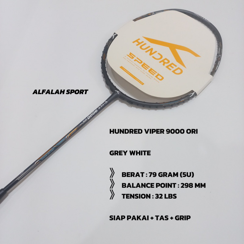 Jual RAKET BADMINTON HUNDRED VIPER 9000 ATTK 32 LBS - ORIGINAL | Shopee ...