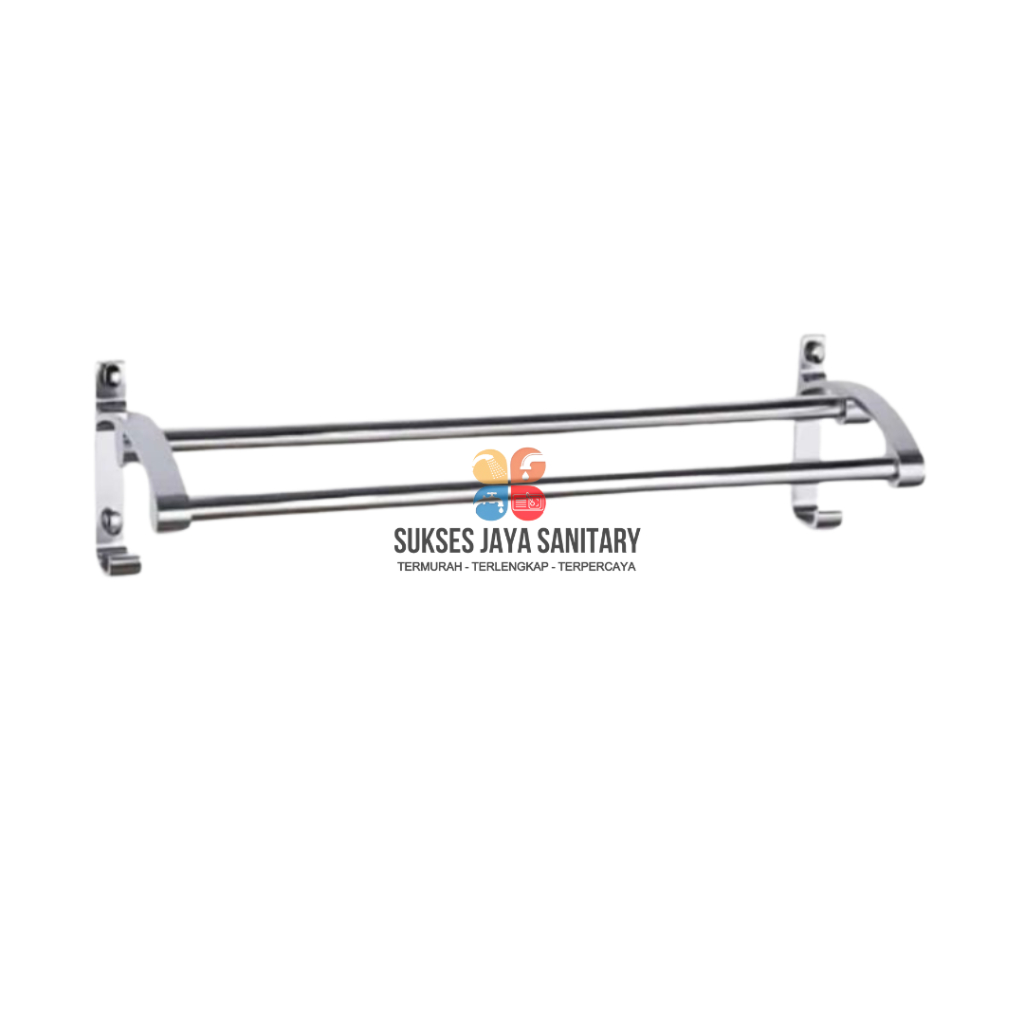 Jual Rak Handuk 2 Baris Alumunium 60 Cm Gantungan Dinding Rak Kamar ...