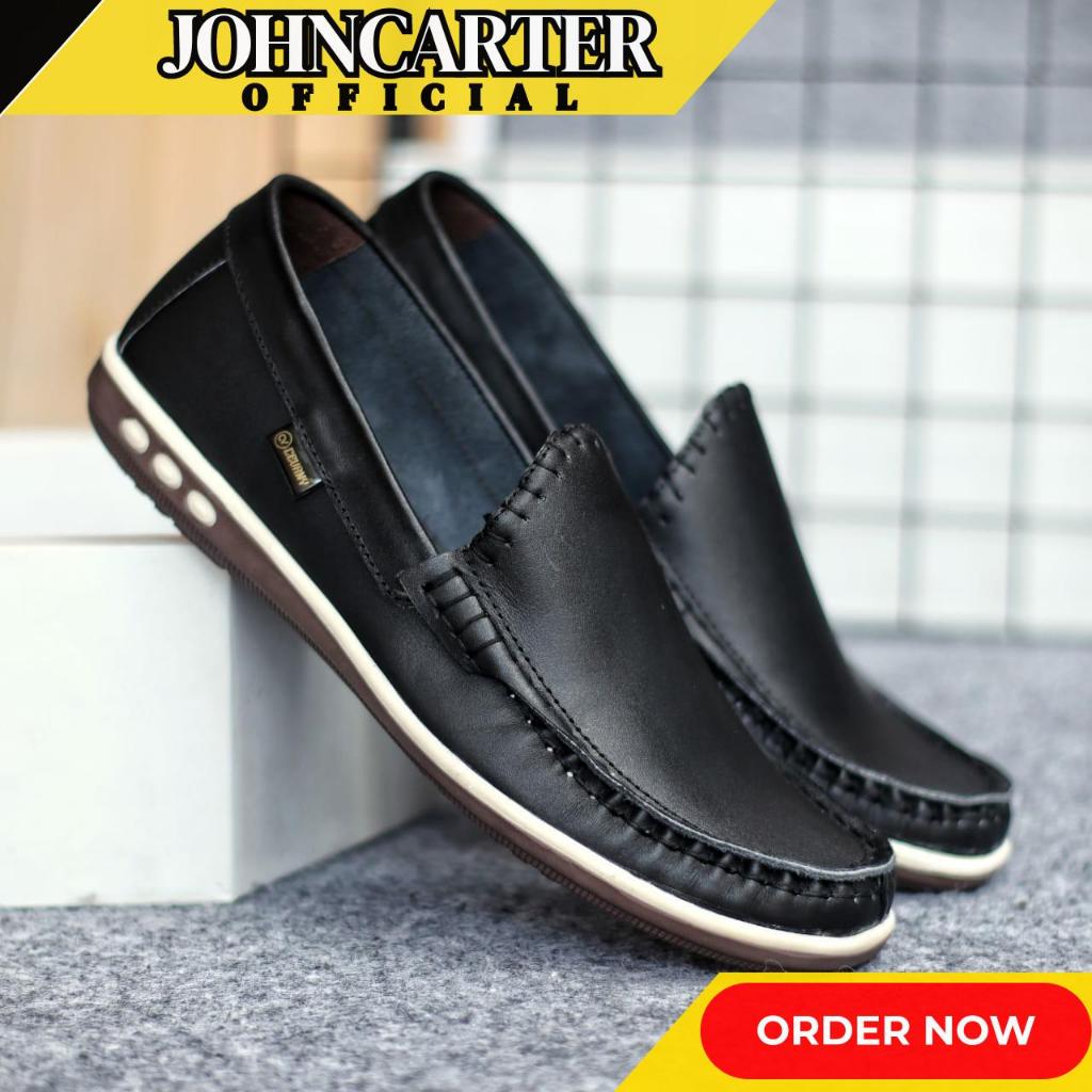 Jual Sepatu Slip On Kulit Asli Pria Formal Casual Kerja Johncarter Myth Hitam Shopee Indonesia