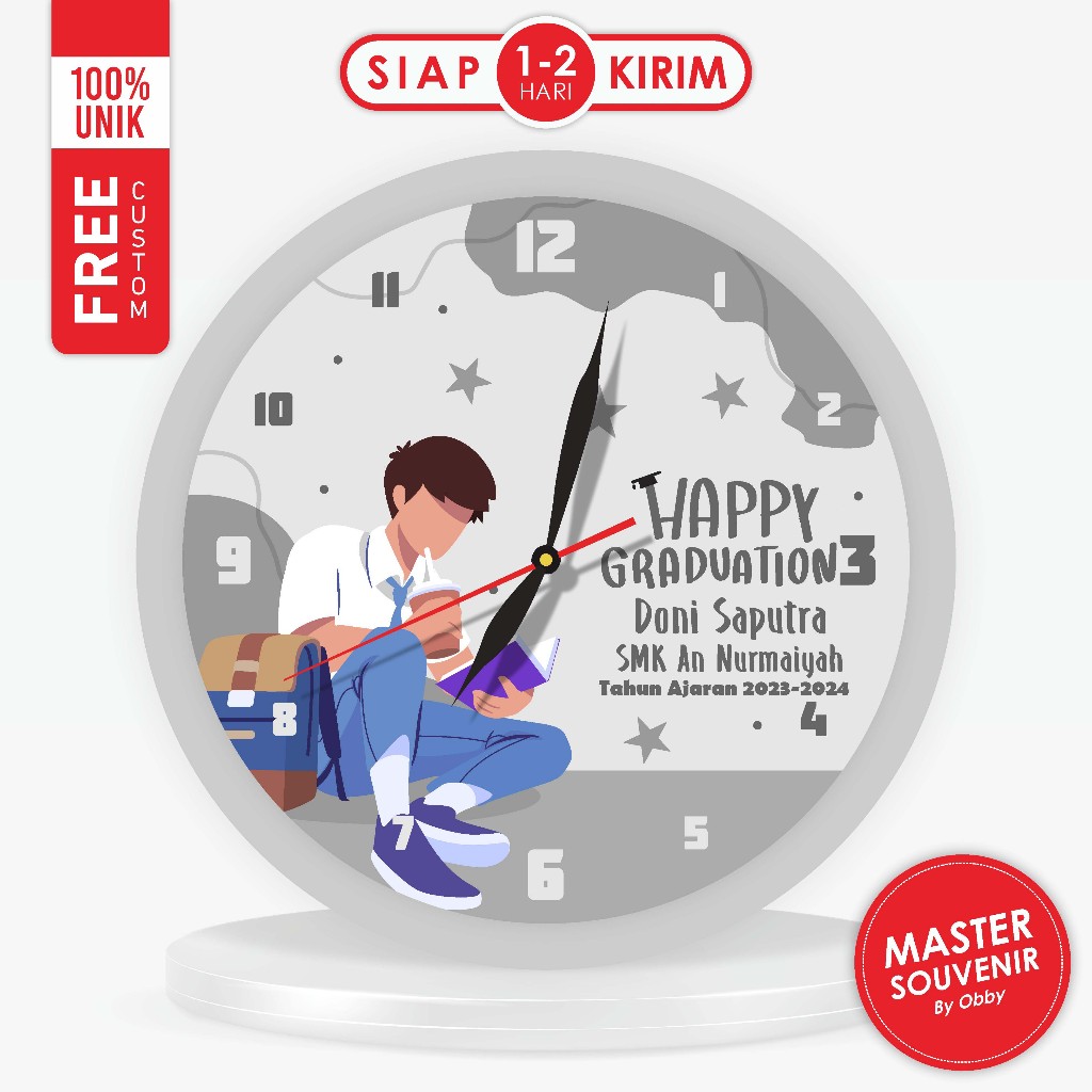 Jual Jam Custom Kelulusan Ukuran 10CM (Souvenir Wisuda Sekolah Hadiah ...
