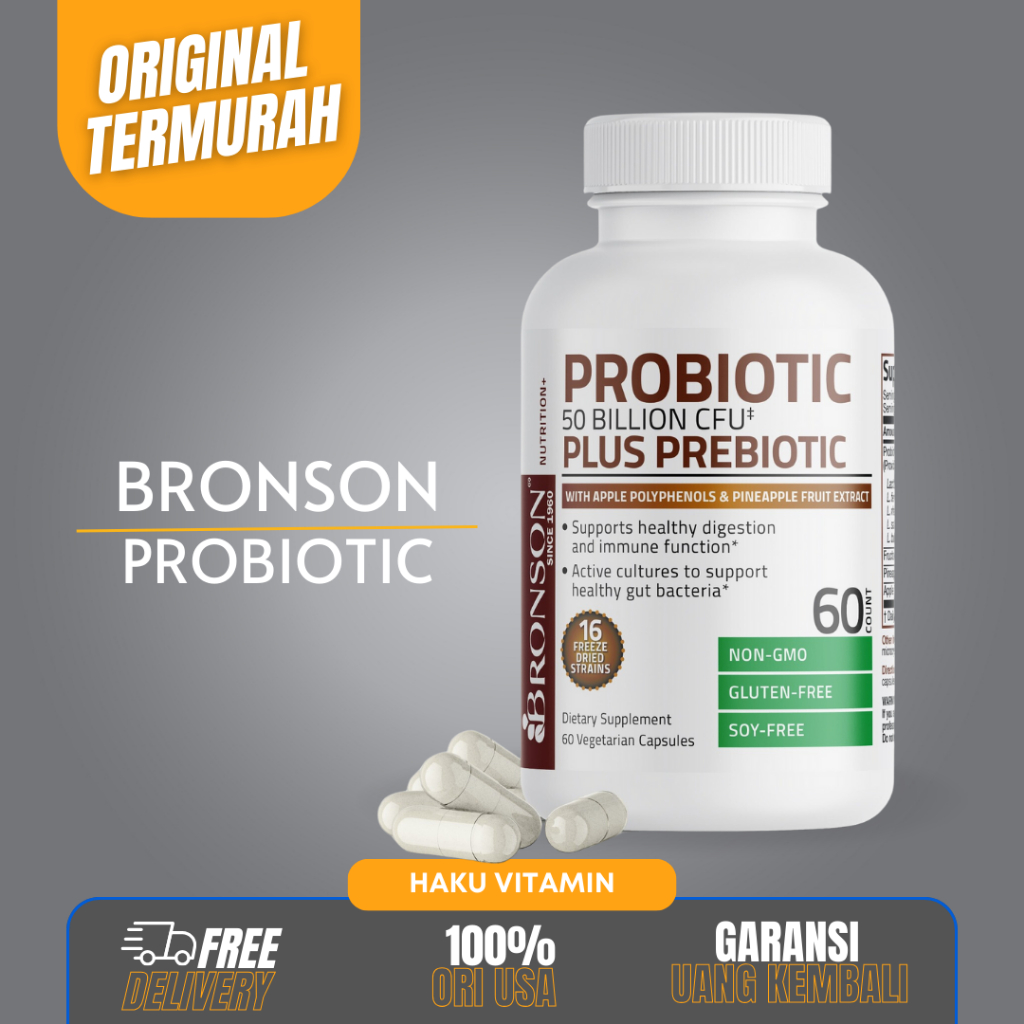 Jual Bronson Vitamin Probiotic Plus Prebiotic 50 Bilion CFU isi 60 ...