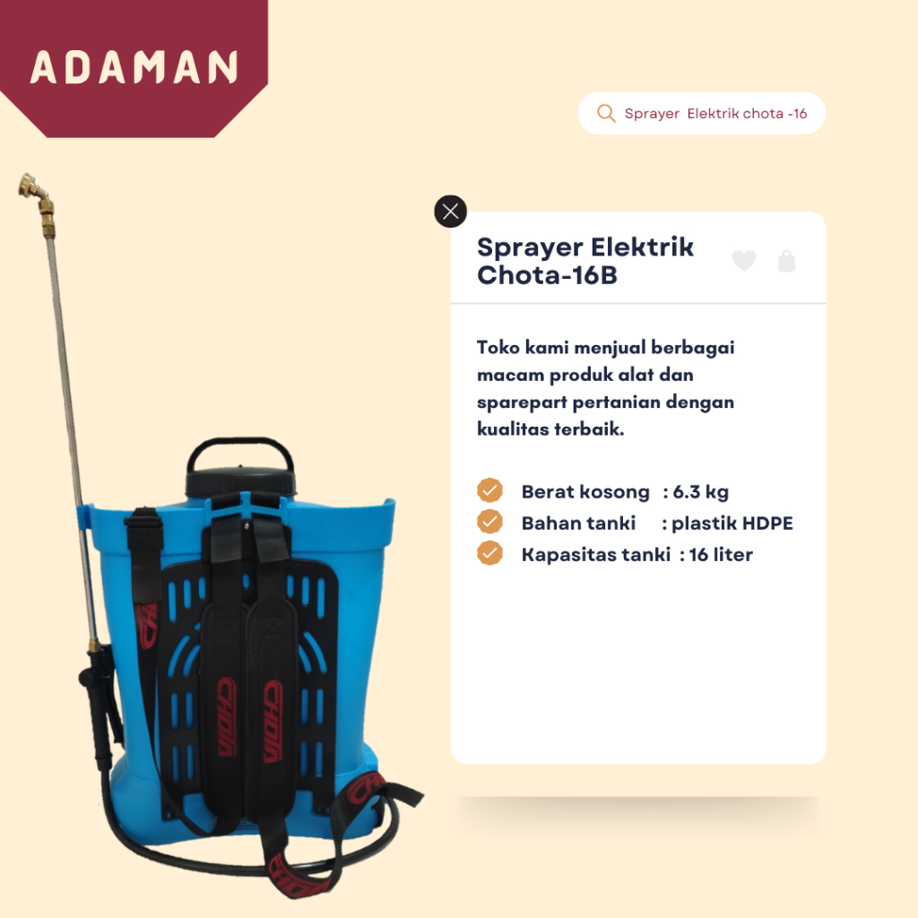 Jual Sprayer tanki semprot kep Elektrik semprotan tanaman CHOTA 16 ...