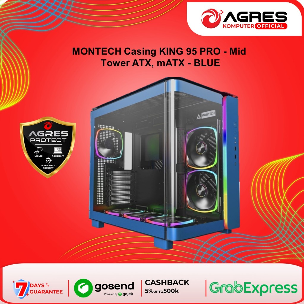 Jual MONTECH Casing KING 95 PRO Mid Tower ATX, mATX BLUE Shopee