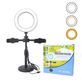 BOS Paket Ringlight 16cm Tripod Mini Stand 28cm 2 Holder HP Live Stream Make Up Vlog