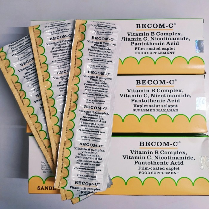 Jual Becom-C 1 STRIP ISI 10 KAPLET - Vitamin C 500MG Menjaga Daya Tahan ...