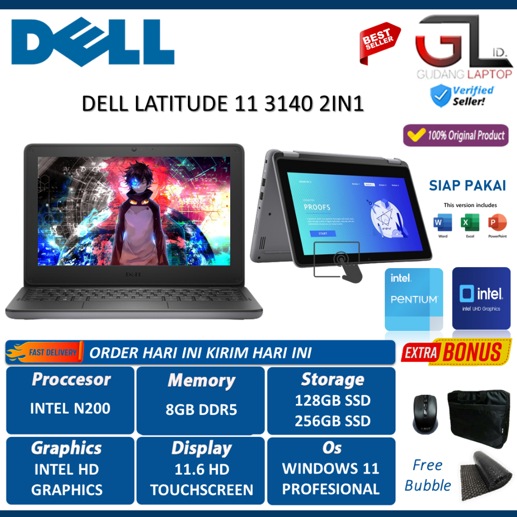 Jual Laptop 2in1 Murah DELL Latitude 11 3140 Intel N200 8gb Ddr5 128gb ...