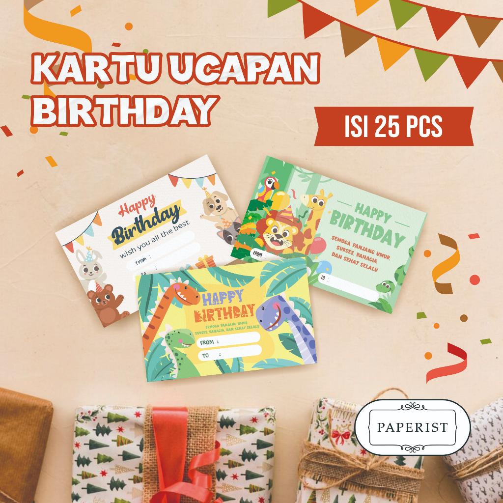 Jual Kartu Ucapan Ulang Tahun Animal isi 25pcs / Kartu Ucapan Parcel
