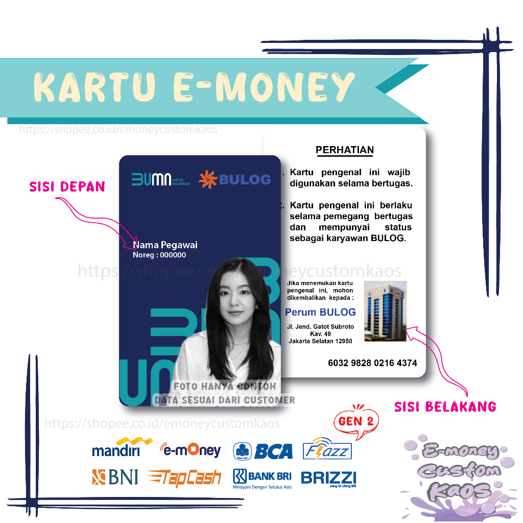 Jual KARTU EMONEY ID CARD BULOG BUMN E MONEY ETOLL MANDIRI FLAZZ BCA ...