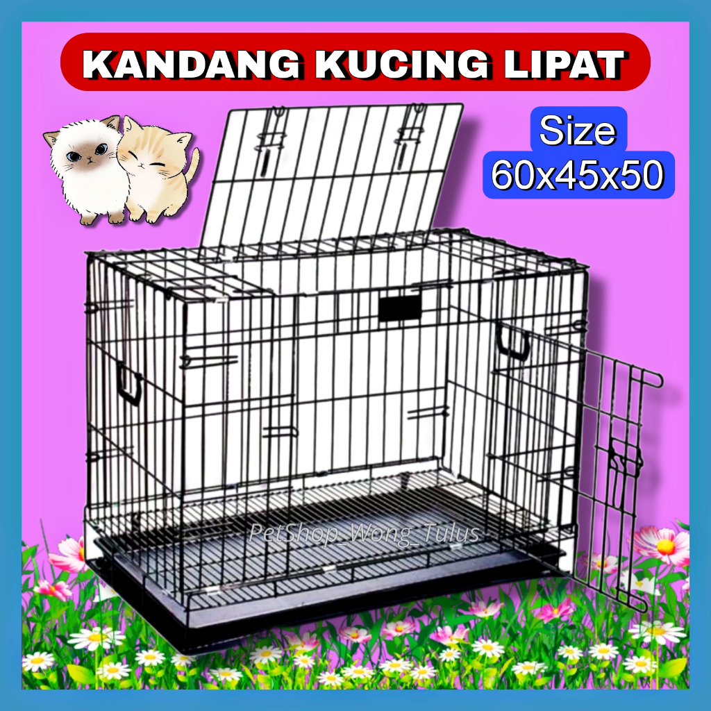 Jual PSWT- Kandang Kucing Besi Lipat 60x45x50 Kandang Besi Lipat