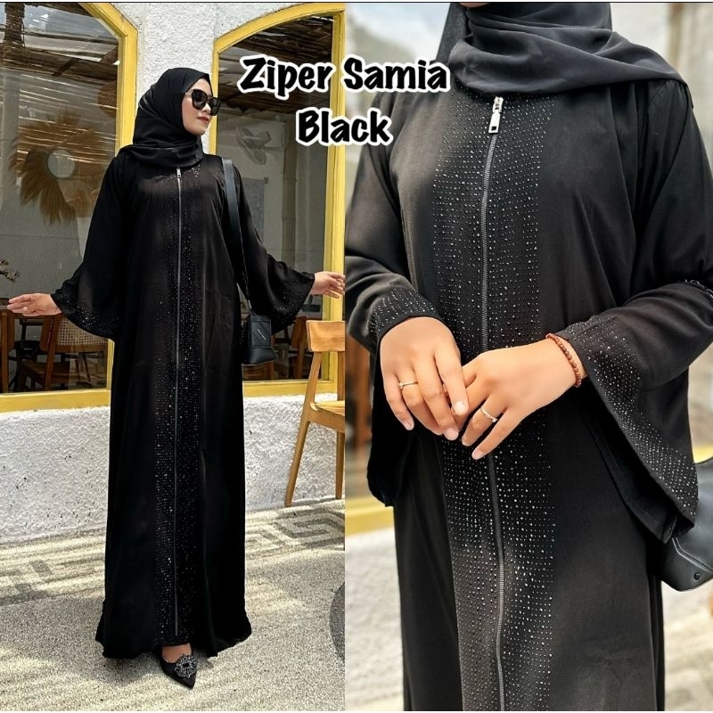 Jual Abaya Arabia ZIPER BLACK /ZIPER SAMIAi Mix List Full Swaroski and ...