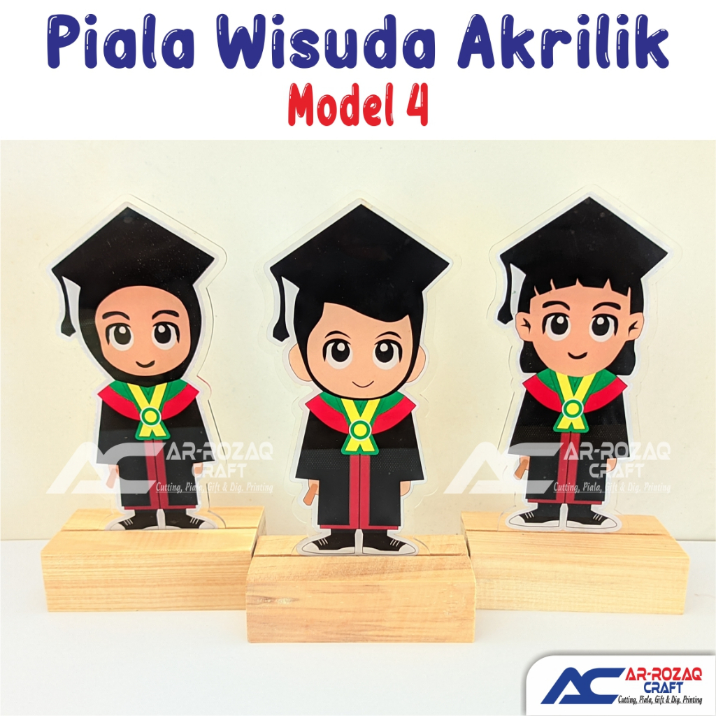 Jual Piala Wisuda Akrilik Tatakan Kayu Kado Wisuda Kenang Kenangan Graduation Model Shopee