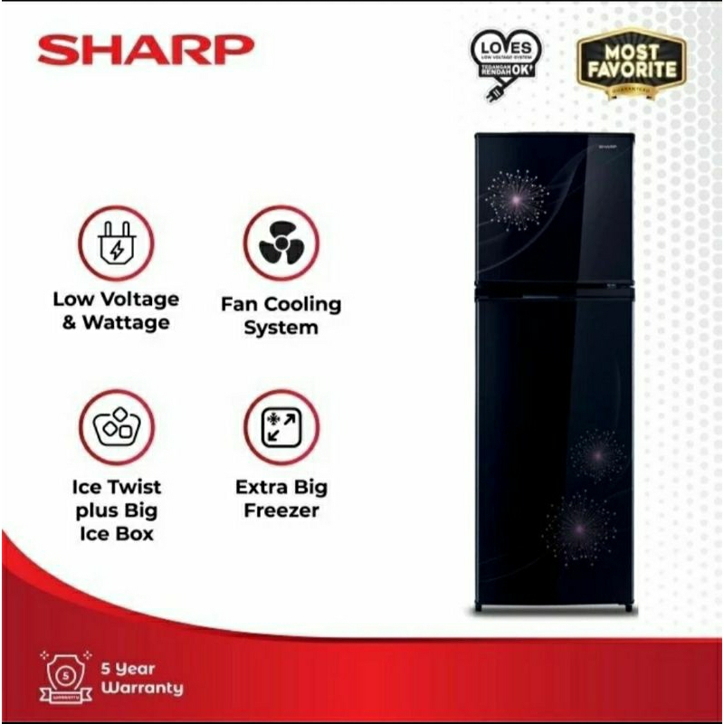 Jual Sharp SJ-317MG-DP/DB Lemari Es 2 Pintu Shine Magneglass Kulkas 256 ...