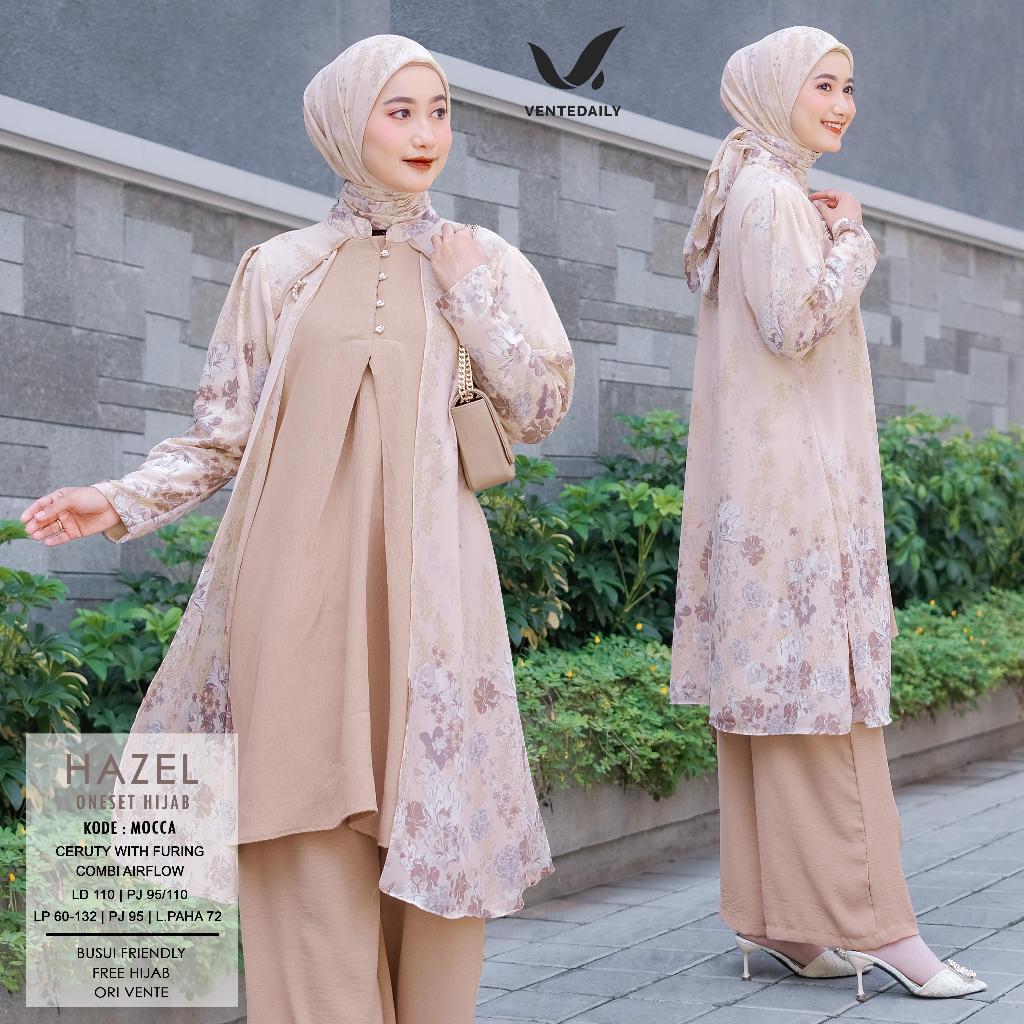 HAZEL SET HIJAB VENTE ONESET CERUTY MIX AIRFLOW LD 110 BUSUI SETELAN HIJAB FREE JILBAB SETELAN WANITA PESTA SETELAN HIJAB KONDANGAN RAYA SERIES