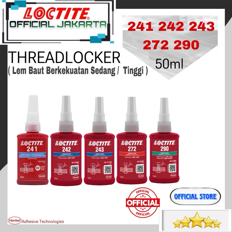 Jual Henkel LOCTITE ThreadLocker 241 242 243 290 272 50ml Lem Loctite ...