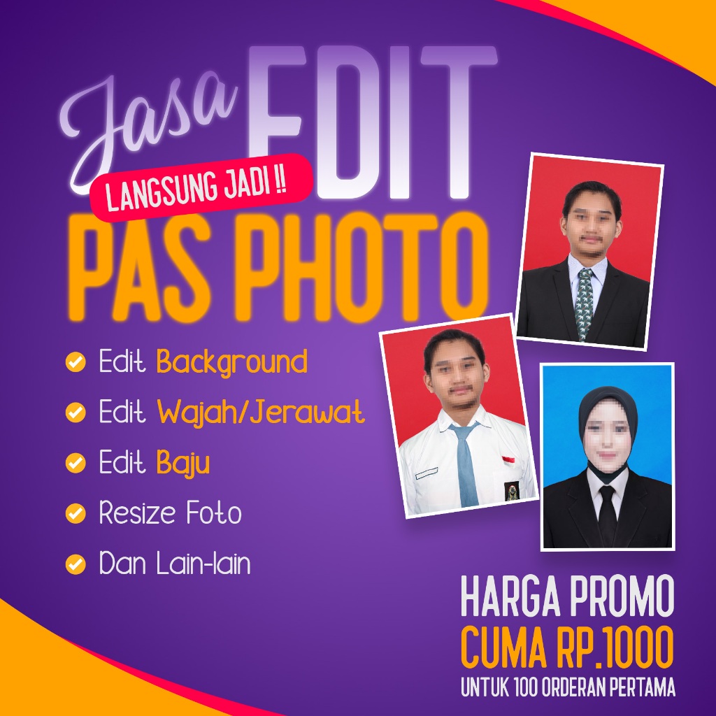 Jual Jasa Edit Pas Foto Photo Ganti Background Ganti Jas Retouching ...